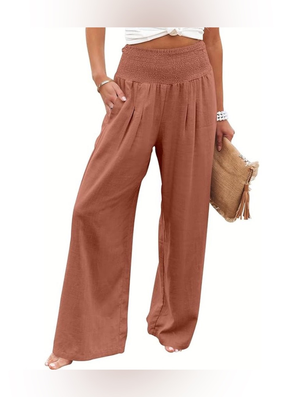 Harper High waisted smocked wide leg pants | Women’s small Boho 100% Lyocell
